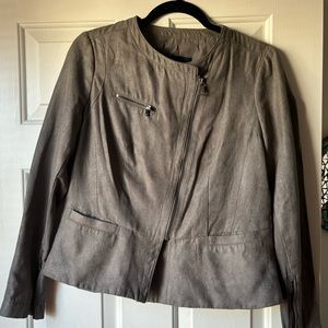 DKNY Imitation Suede Gray Moto Jacket